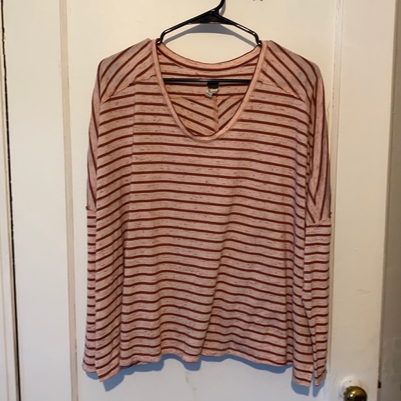 Free People Tops - We The Free Free People striped heathered long sleeve top swoop neck